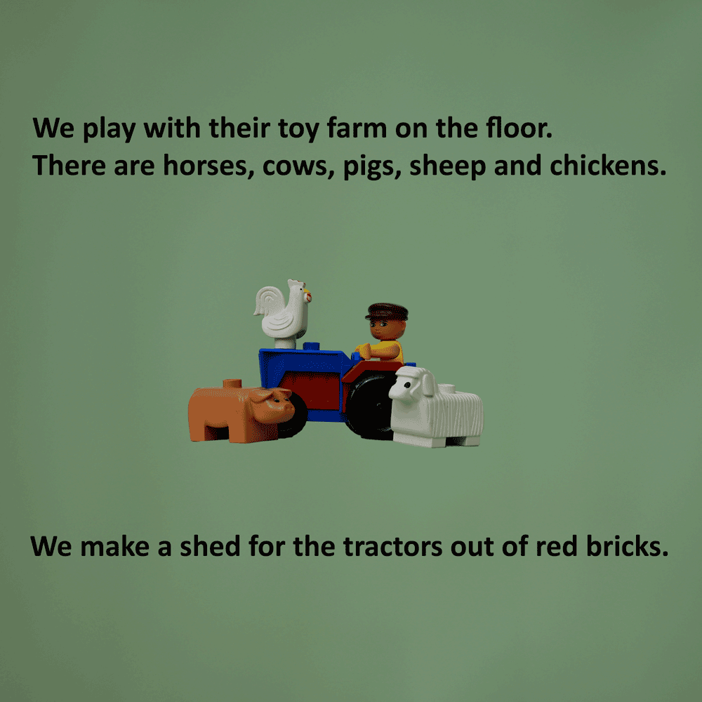toy farm tractor and animals
